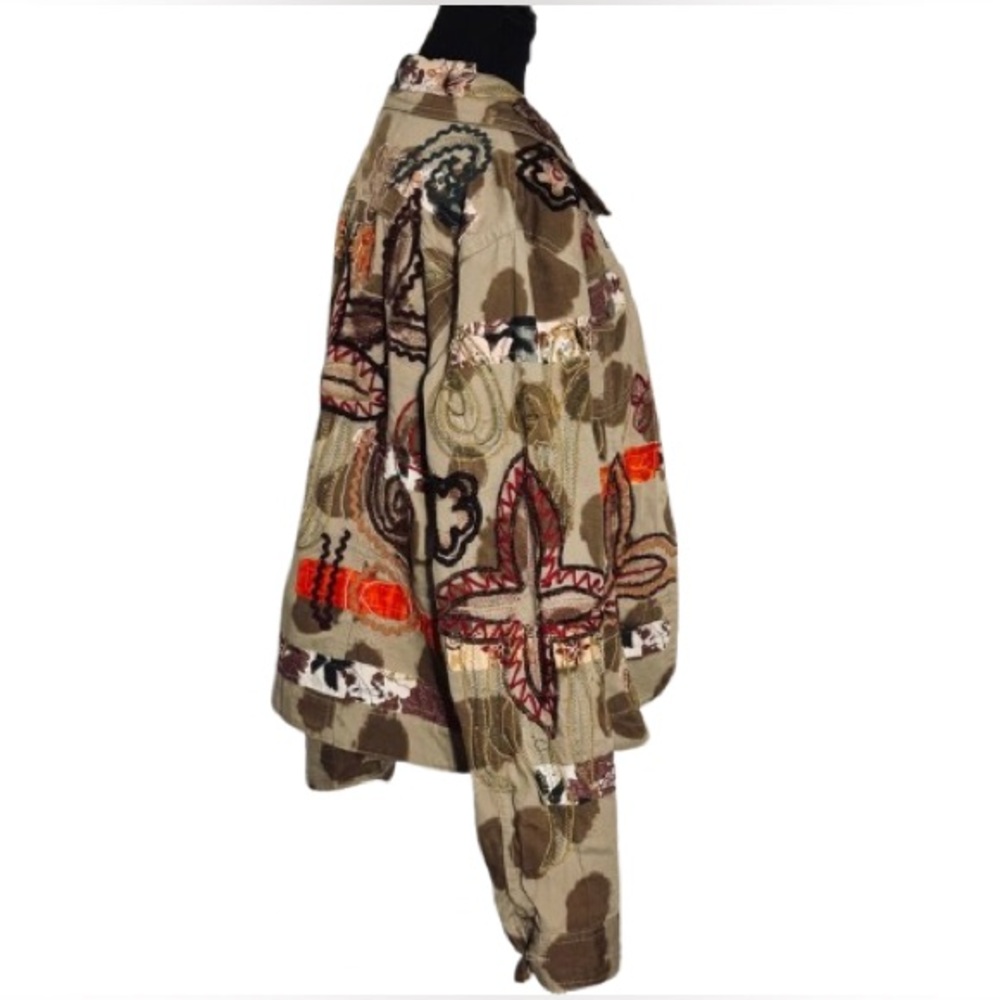 Vintage Embroidered Boho Patchwork Boho Cotton Jacket 80’s Floral 90’s Large - Picture 5 of 14